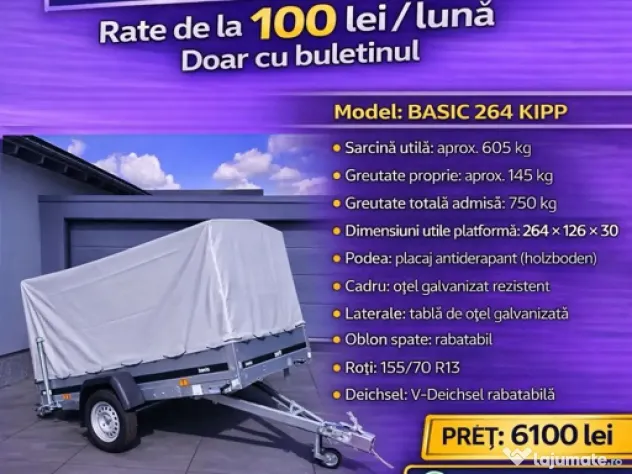 Remorca Martz Basic 200/106cm Prelata Basculabila