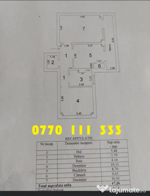 - Apartament 2 camere 54mp, confort 1 decomandat, Zona Garii