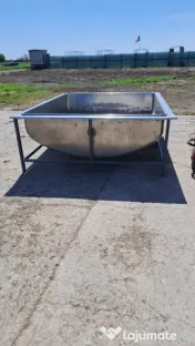 Cuva inox industrială 250 x 200 x 68 cm – aprox. 3400 Litri – cu suport metalic 