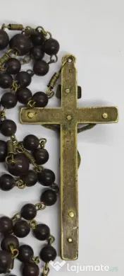 Rozariu Vechi din Lemn și Crucifix Alamă 
