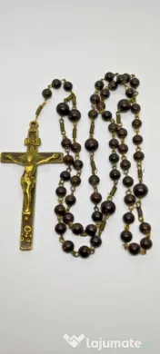 Rozariu Vechi din Lemn și Crucifix Alamă 