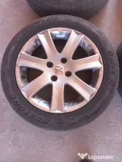 Set jante aluminiu si cauciucuri Peugeot 16 inch cu 4 prezoane 