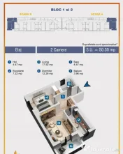 Apartament 2 camere, 54 mp decomandat , conf 1, bloc nou Ili
