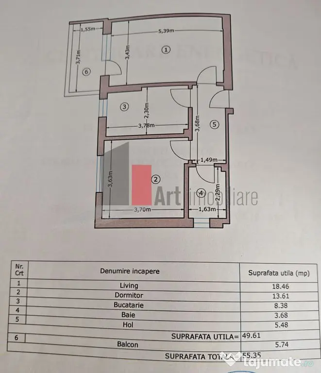 Apartament cu 2 camere de vanzare -Pacii-cu centrala-semi...