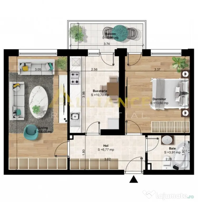 { Miraslau } 10 minute de metrou { Apartament 2 camere }