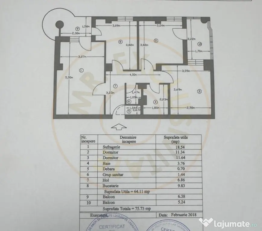 Apartament decomandat 3 camere Gavana