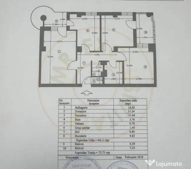 Apartament decomandat 3 camere Gavana