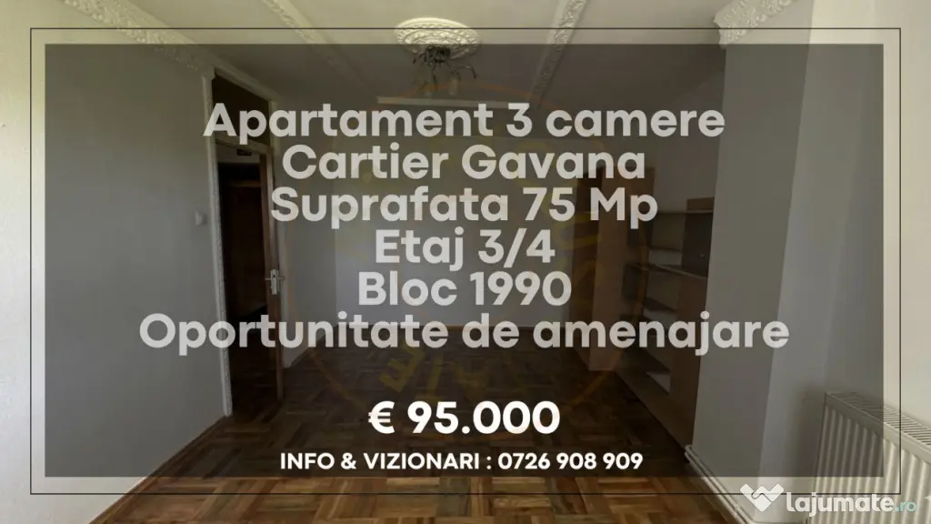 Apartament decomandat 3 camere Gavana