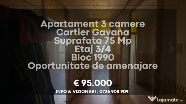 Apartament decomandat 3 camere Gavana
