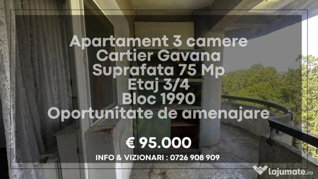 Apartament decomandat 3 camere Gavana