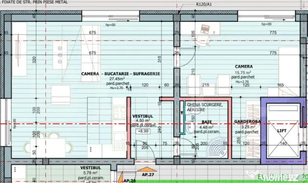 Apartament 2 camere, 55.47 mp, zona Tudor