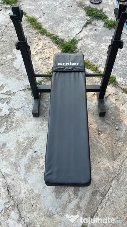 SET FITNESS DOMYOS complet-44kg+bancă+2 bare