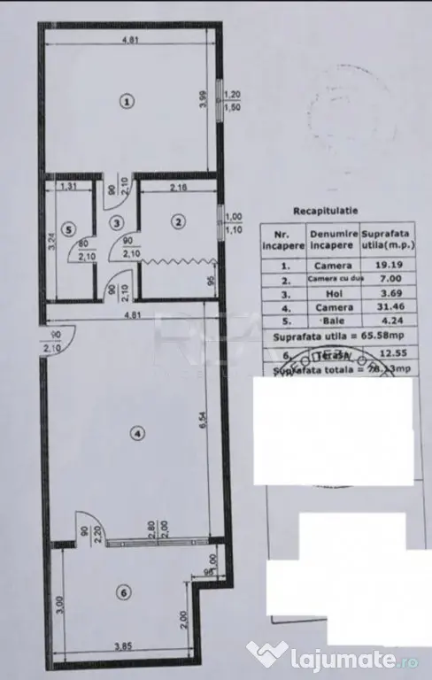 3 camere Unirii, centrală, metrou, an 2004, 78 mp