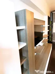 Corp mobilier living / bibliotecă TV – PAL Egger Stejar Cortina + alb – 270 cm