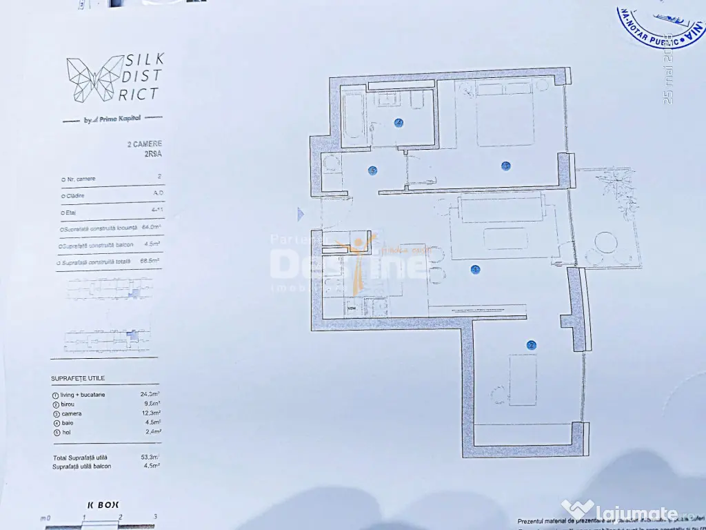 Apartament 3C 58 mp etaj intermediar + parcare Silk Distrikt