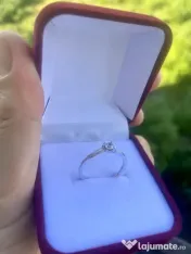 Inel de logodna din aur 14K diamant 0.20ct,ajustabil, certificat, arata ca NOU 