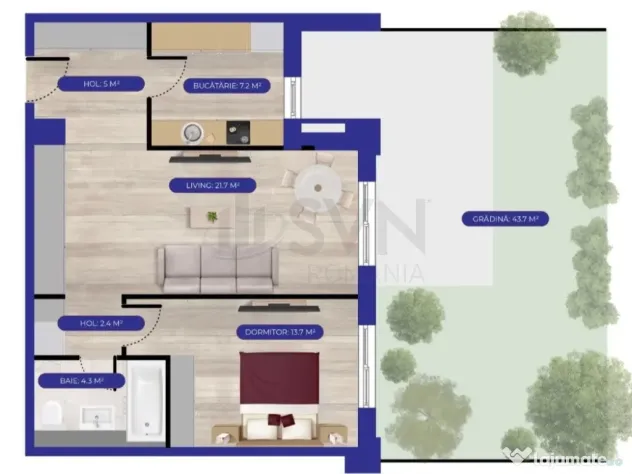 Apartament 2 camere cu gradina Aviatiei Nord