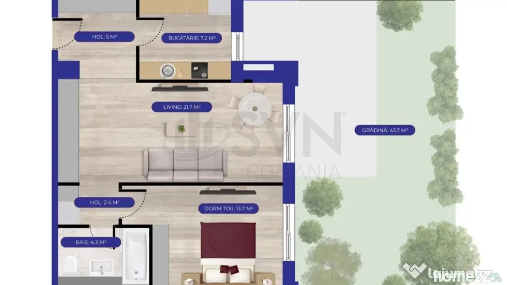 Apartament 2 camere cu gradina Aviatiei Nord - Bucuresti (Bucuresti-Ilfov)