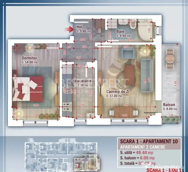 2 Camere Decomandat cu Parcare si Geam Baie la 2 min STB - F