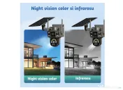 Cameră de supraveghere 4G cu panou solar, 4 camere, zoom optic 10X, detecție