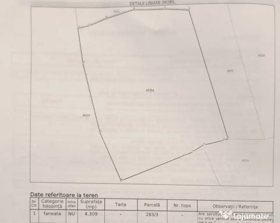 Teren extravilan cu padure proprie 4.309 m²