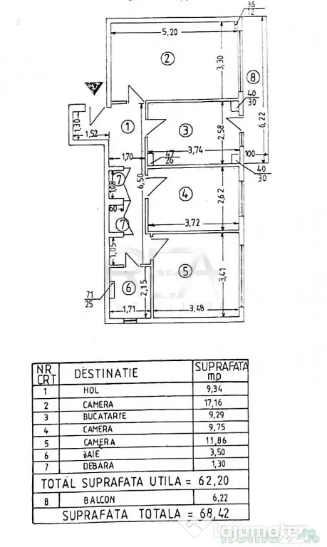 3 camere Costin Georgian, decomandat, 68 mp, reabilitat