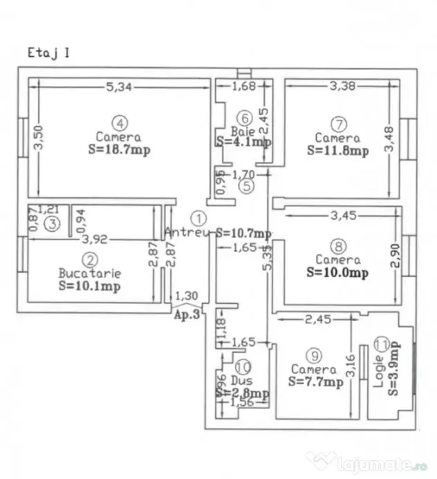 Proprietar inchiriez apartament decomandat 4 camere 2 bai