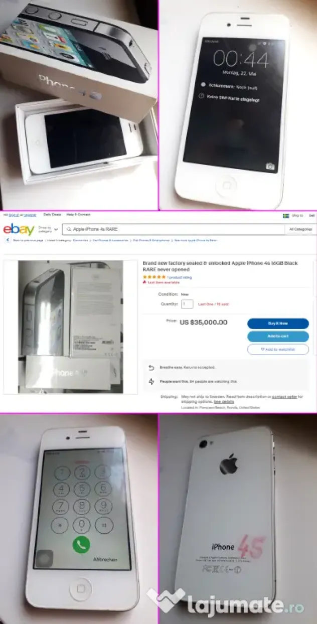 Telefon Rar De Colectie iPhone 4s alb si cutie originala