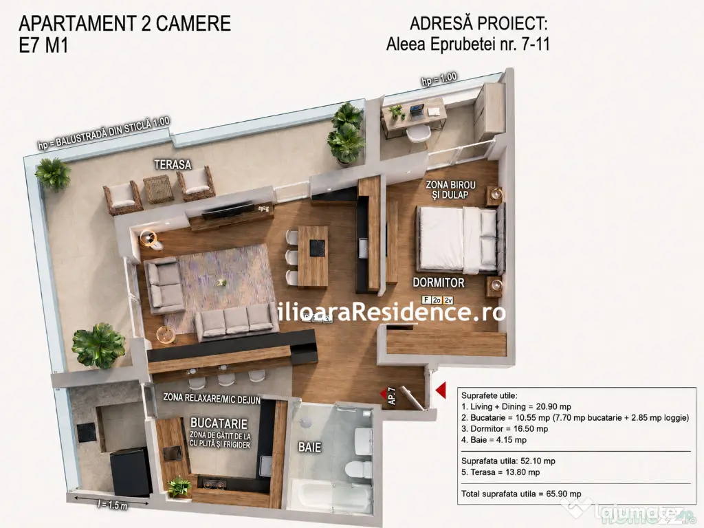 2 camere, 65 mp utili, 500 m metrou Nicolae Grigorescu (Ilioara), Park