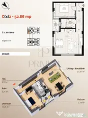 TORONTALULUI - BLOC NOU - 2 CAMERE - ETAJ 1 - CENTRALA PROPR 