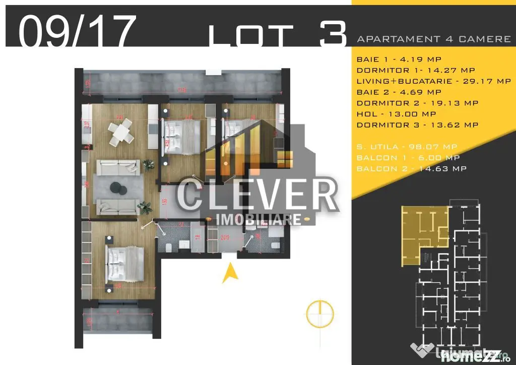 Apartament 4 Camere 118 mp, Pallady, metrou Teclu