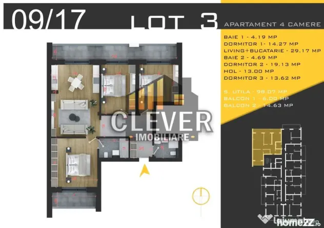 Apartament 4 Camere 118 mp, Pallady, metrou Teclu