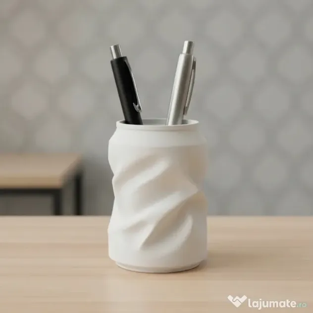 Suport Pixuri Design Cutie Deformată Imprimat 3D - Organizator Birou Modern