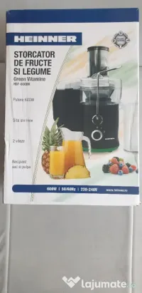 Storcator de fructe si legume Heinner HSF-600BK, 600 W 