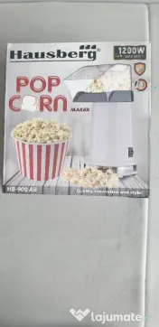 Aparat popcorn Hausberg HB-900AB, 1200 W, Buton PORNIT/OPRIT, Alb 