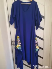 Rochie Unicat de Lux Rozalia Bot – Albastru Regal, Broderie Manuală