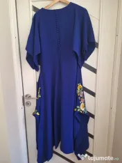 Rochie Unicat de Lux Rozalia Bot – Albastru Regal, Broderie Manuală