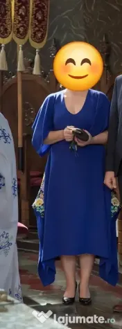Rochie Unicat de Lux Rozalia Bot – Albastru Regal, Broderie Manuală