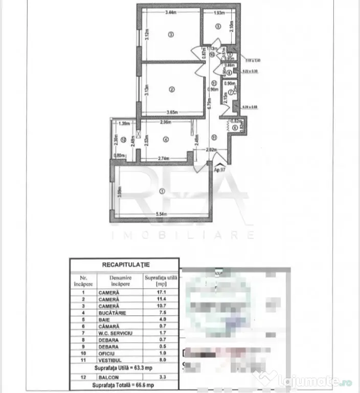3 camere, et 7/8, 66mp, anvelopat, proiect centrala-Crangasi