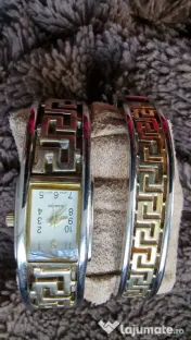 Set bratara si ceas de damă, model geometric grecesc