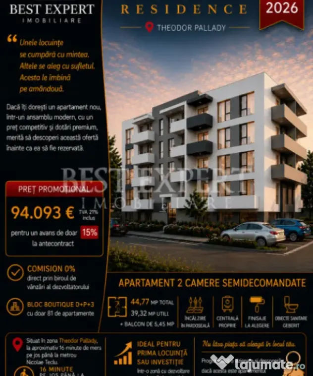 2 Camere Ideal Investitie cu Parcare Acoperita /Credit Ipote