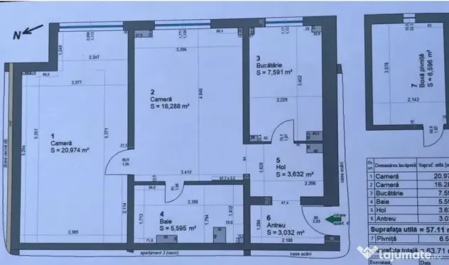 Scriitorilor-Centrul Civic-2 camere 57 MP Comercial