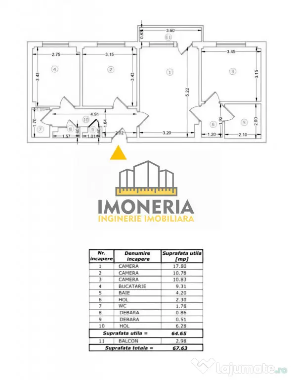 3 camere-priveliste aerisita-centrala proprie-0% comision-pe