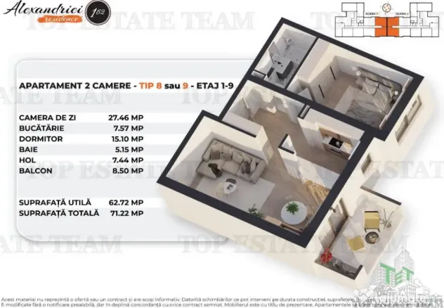 Apartament Spatios cu 2 Camere Soseaua Alexandriei, Bucurest