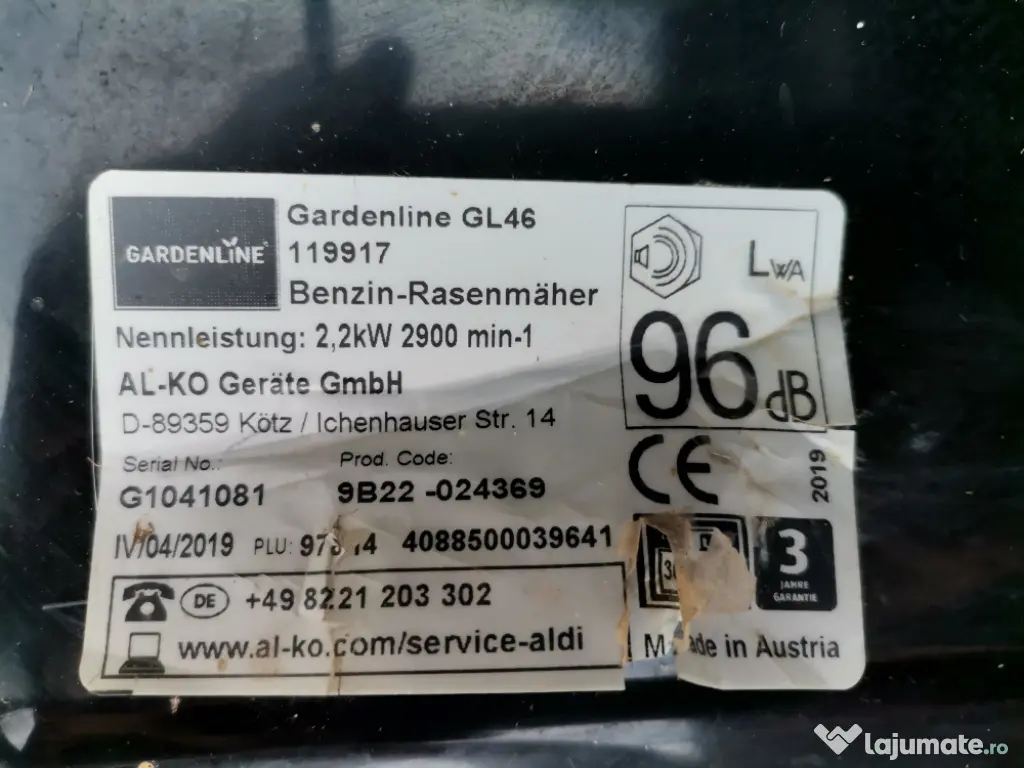 Mașină de tuns iarba pe benzină Gardenline Briggs Stratton