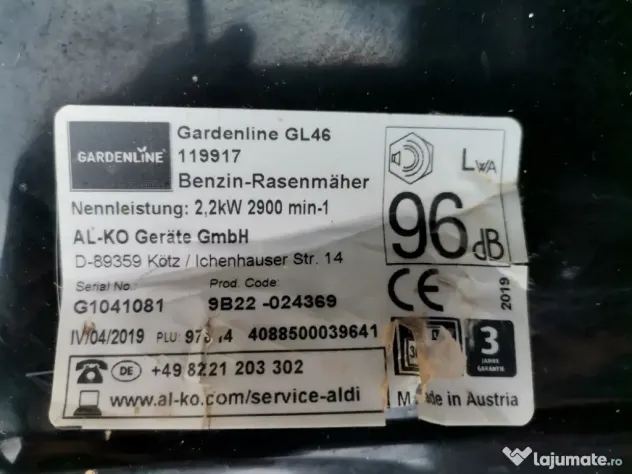Mașină de tuns iarba pe benzină Gardenline Briggs Stratton