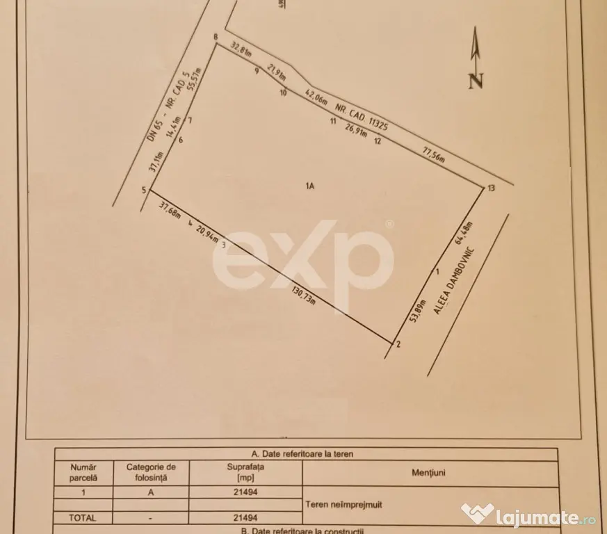 Teren intravilan 11.600 mp | Front 115 ml | Zona Europa –