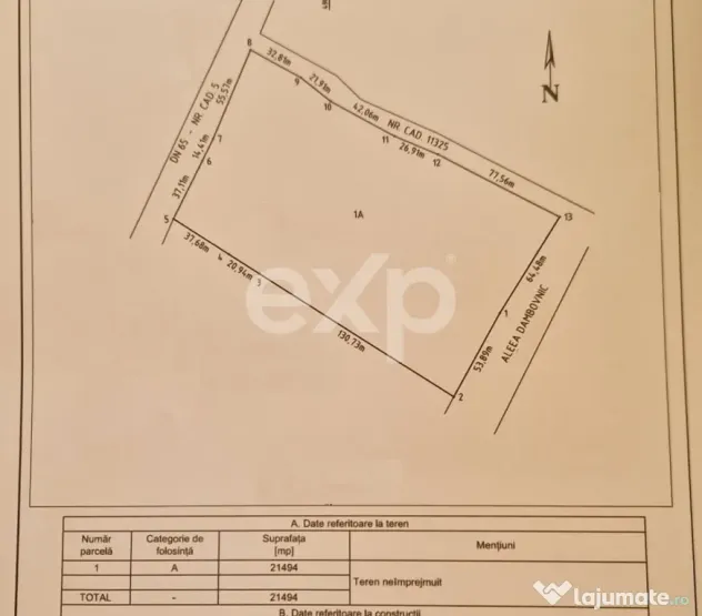 Teren intravilan 11.600 mp | Front 115 ml | Zona Europa –