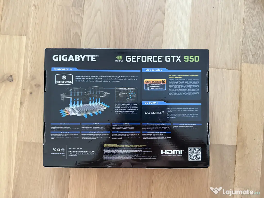 Placă video Gigabyte NVIDIA GTX 950 Windforce office/ placă de buget