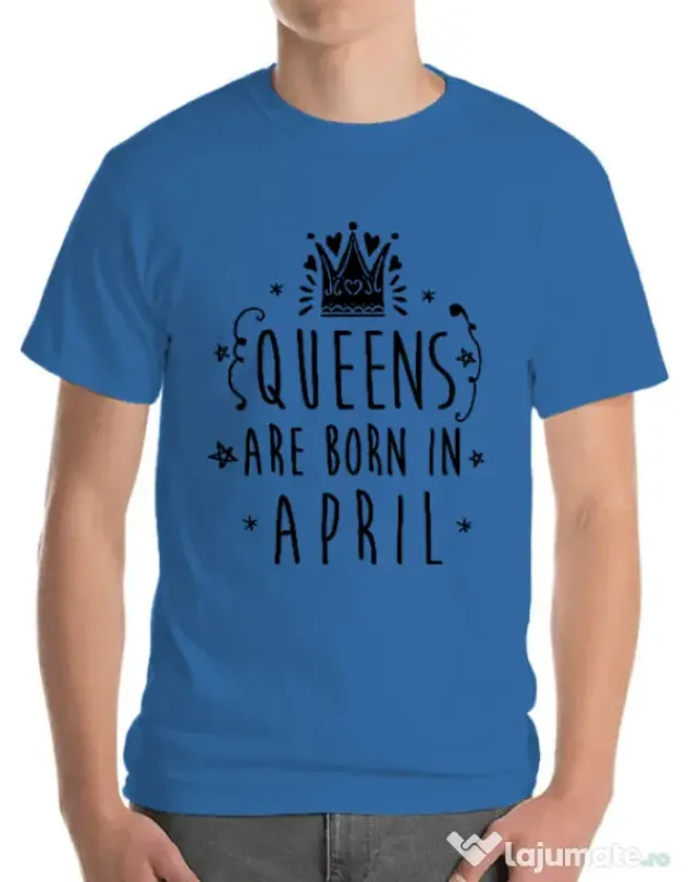 Tricou ADLER barbat Queens are born in April Albastru azuriu